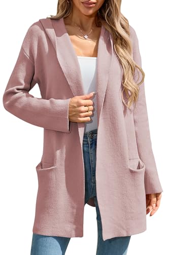 Image of Cakulo Womens Long Hooded Cardigan Sweaters Oversized Fall Cardigans 2025 Open Front Knit Sweater Coats Pockets