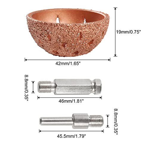 Image of SPEEDWOX 42mm Tire Buffer Wheel Bowl Type Grinding Head Tungsten Steel Tire Repair Tool with 2 Pcs Linking Rod Adapter, for Tire Repair Grinding Pad Grinder Power Tool Accessories