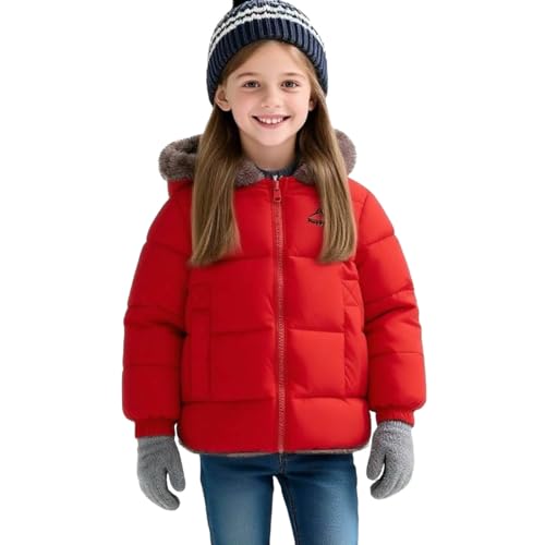 BFAFEN Girls Fashion Outfits Reversible Boys Girls Winter Coat Fleece-Lined Puffer Jacket with Fuzzy Hood Quilted Outerwear for School 1-12 Years