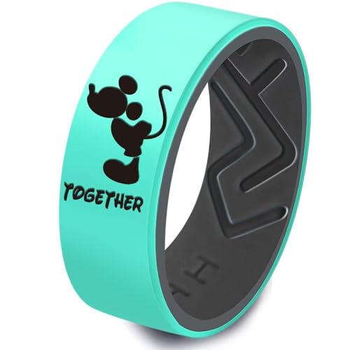 XAHH Silicone Couple Ring,Forever Together Promise Engagement Wedding Band,Mickey Minnie Mouse Kissing Design Lovers Ring2