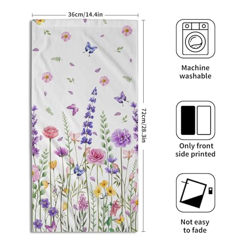 Spring Floral Hand Towels Set of 2 Soft Absorbent 14x28 Inch Bathroom Kitchen Guest Rooms Gym Spa