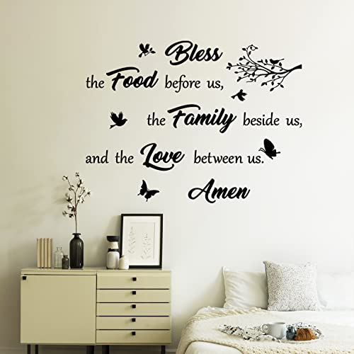 Autocollant mural en vinyle avec inscription « Bless The Food Before Us, The Family Beside Us, and The Love Between Us, Amen » Cover