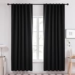 Deconovo Blackout Curtains 84 Inch Long 2 Panels, OEKO-TEX Certified Back Tab and Rod Pocket Thermal Black Out Curtains, Room Darkening Window Curtains for Living Room Bedroom, Black, 52Wx84L