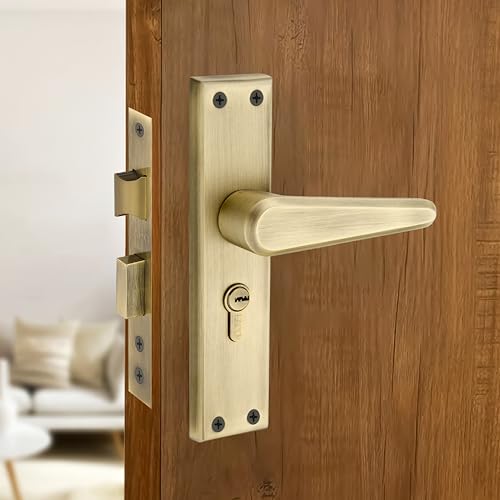 Image of LAPO Mortise Door Lock for Home Main Door & Bedroom with Handle | 3 Brass Keys | Heavy-Duty 60mm Cylinder | 45x45mm Body | Left-Right Fit 30-50mm Door Home Office Hotel | Antique Finish | CY-164