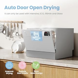 COMFEE' 2026 New Upgraded Table Top Dishwasher with 6 Place Settings, Mini Countertop Dishwasher for Small Families, Couples, LED display, Delay Start, 47dB Quiet Noise, Silver