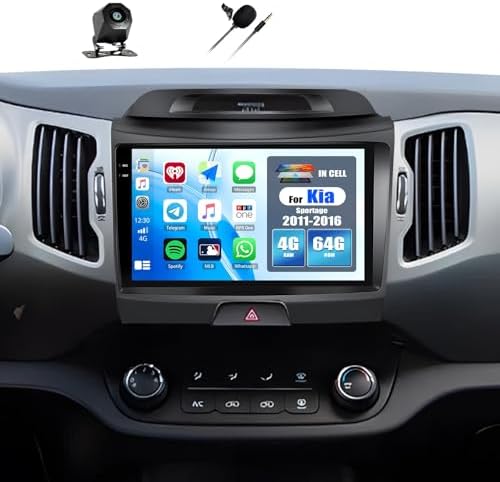 Radio Android 13 Para Kia Sportage 2010-2016, 9" HD, 8 Núcleos, 4+64GB, CarPlay Y Android Auto Inalámbrico, Cámara Trasera Incluida