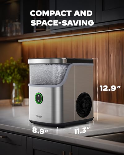 Image of Silonn Nugget Ice Maker Countertop with Detachable Basket and Handle | Soft chewable nugget ice, 6-minute ice making, 33 lbs /24H, 40dB quiet operation, self-cleaning, compact countertop size