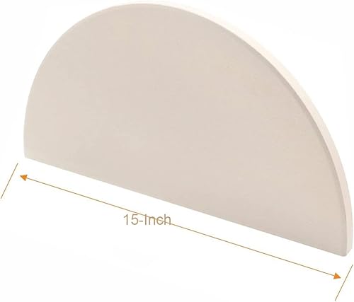 Miniatura 2 de Mencious - Condensador de piedra de pizza de media luna de 15 pulgadas, deflector de calor de cerámica resistente, platos para pizza y piedra para