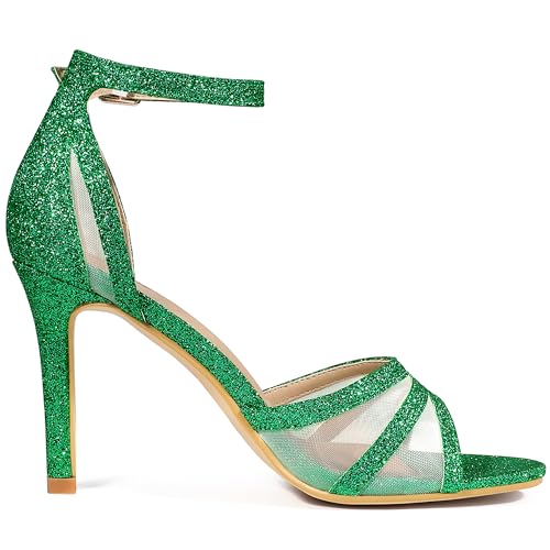 Image of Allegra K Women's Glitter Ankle Strap Stiletto Heels Sandals