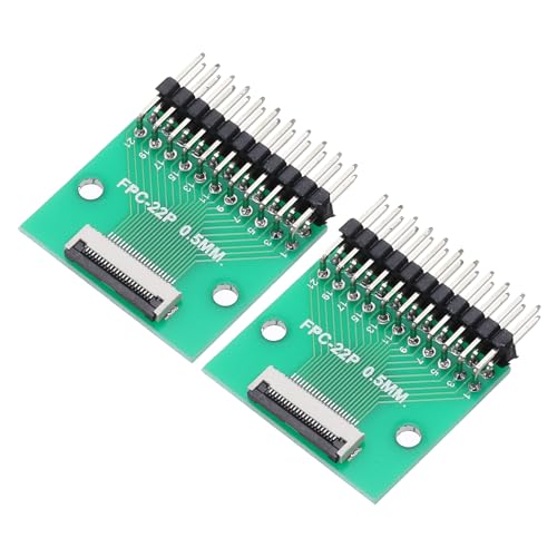 QUARKZMAN 2Pcs Conector de Placa FFC FPC de 22 Pines 0.5mm Socket a 2.54mm Doble Hila Ángulo Recto Pin Header Strip Adaptador, Placa Convertidora PCB para DVD TV/Cámaras Digitales