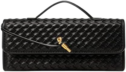 JYG Woven Handbag for Women Fashion Evening Shoulder Bag PU Leather Handmade Clutch Purse Casual Crossbody Bags 2024