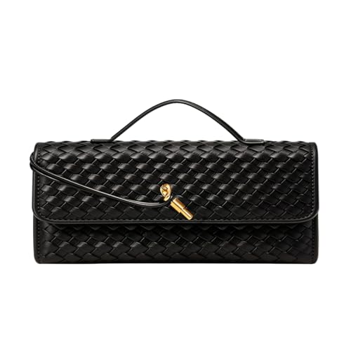 Image of JYG Woven Handbag for Women Fashion Evening Shoulder Bag PU Leather Handmade Clutch Purse Casual Crossbody Bags
