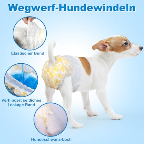 Flying Paws Hunde Windeln, 15 Stück S Anziehbare Einweg-Hundewindeln für Hündinnen - Rüdenwindeln mit dehnbarem Bund S-15