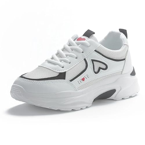 Heart Chunky Sneakers for Women & Girls Breathable Color-Blocked Platform 3cm Walking Shoes for Travel & Gifts