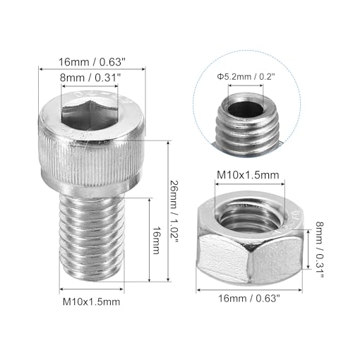 PATIKIL M10x16mm 304 Stainless Steel Hollow Bolt - Image 2