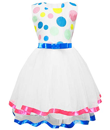 DHASIUE Girls Dress Kids Swing Party Wedding Bridesmaid Dresses Toddler Dress with Bow White