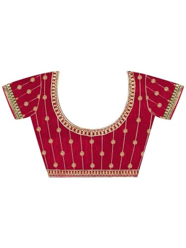 Image of AKHILAM Women's Pink Satin Silk Embroidered Saree with Unstitched Blouse Piece (SANCHI3001 SUM Parent)