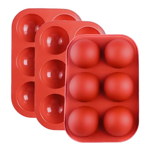 3 Pièces Moule en Silicone Demi-Sphère, Moules à Chocolat Semi-Sphérique, Moule Forme Demi-Sphères 6 Cavités, Boule Moules de Cuisson Sphère pour Mousse...