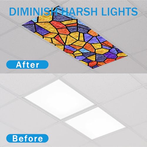 Image of 2 Pcs Fluorescent Light Covers with 20 Magnets Decorative for Classroom Ceiling Light 4 x 2 Feet Magnetic Light Covers Filter Easy Install for Office Hospitals & Home Drop Ceiling Supplies