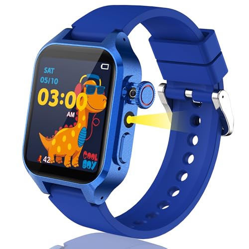 Montre Connectée Enfant 3-14 Ans, Montre Intelligente avec 32 Jeux Éducatifs, Cartes d'Étude, Livres Audio, 3 Modes Sportifs, Mode École, Podomètre,...
