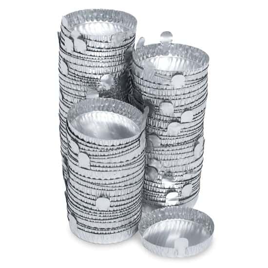 Cole-Parmer 43 mm Aluminum Crimpled-Walled Weighing Dishes with Tab, 20 ml, 1000/Cs