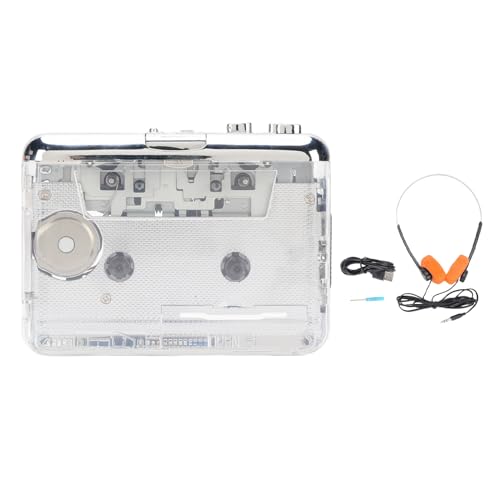 XUMIUZIY Reproductor de Cassette Portátil, Grabadora de Reproductor de Cinta de Caseta, Auriculares de Rueda de Cobre Incorporados, Rebobinado Automático, Suministro de Energía Dual,