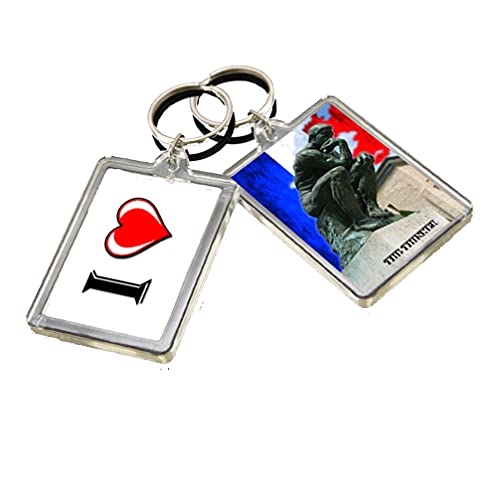 A126 THE THINKER KEYRING I HEART FRANCE MOST FAMOUS STATUES KEYCHAIN