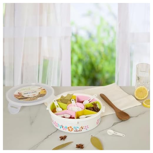 Nayasa Plastic Printed Masala Box (3-inch, Multicolour)