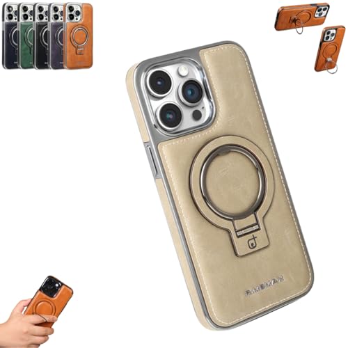 Coque antichoc iPhone 15 Pro en cuir gris : protégez votre écran avec support discret