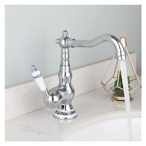 Grifo para lavabo de baño cromado con un solo mango de cerámica Style D 6