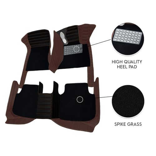 Image of Accessories 9D Exclusive Combination Car Floor Mats Only Compatible with Hyundai Venue Facelift Auto 2025 |100% Waterproof & Washable | Luxury 9D Car Foot Mats - Black BetelNut-Brown