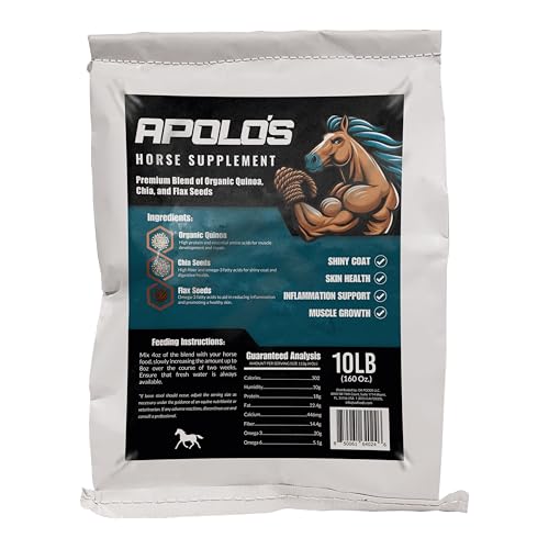 Greenfit APOLO'S 100% Natural Horse Supplement for Daily Feeding – Joint Support, Coat Shine & Strength | Flaxseed, Quinoa, Chia | 10 LB Bag