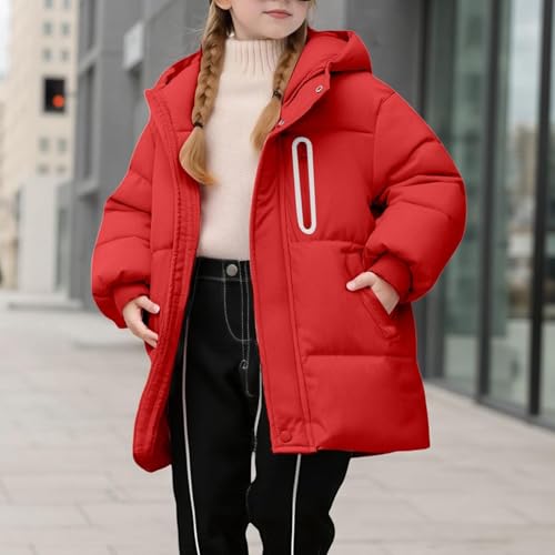 Hooded Puffer Coats for Girls Zip Up Winter Warm Plus Parker Jacket Kids Heavyweight Puffy Solid Padded Down Outerwear2