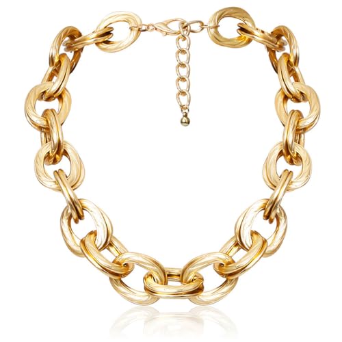 ACEDRE Chunky Choker Necklace Gold Cuban Link Chain Double O Link Necklaces Punk Hip-hop Jewelry for Women