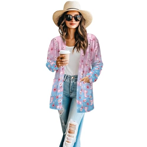 Image of Women's Open Front Cardigan Long Sleeve Loose Sweater Lightweight Soft Cardigan Jackets