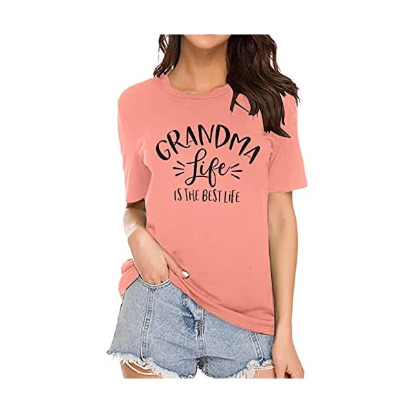 Womens-Grandma-Life-is-The-Best-Life-T-Shirt-Funny-Letter-Print-Blessed-Nana-Gift-Shirts-Short-Sleeve-Tops-Tee Womens Grandma Life is The Best Life T Shirt Funny Letter Print Blessed Nana Gift Shirts Short Sleeve Tops Tee Orange