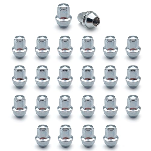 Image of 24pcs 14x1.5mm One-Piece Chrome OEM Factory Style Large Lug Nuts Compatible with 2015-2020 F-150 Expedition Lincoln Navigator Factory Stock Wheels