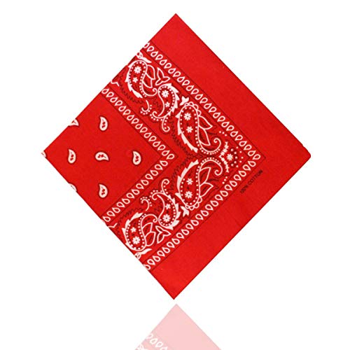 ledermodefashion 3er 6er 12 er Set Bandana Tuch versch Farben 100% Baumwolle Kopftuch Halstuch Nickituch Schal (Rot)