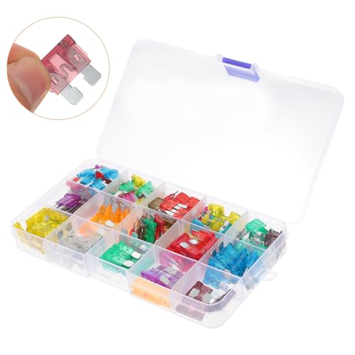Kit surtido de 180 fusibles automotrices para automóvil con fusibles mini, estándar, micro y extractor, caja de almacenamiento para fácil acceso miniatura 4