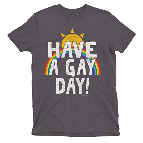 FreeWillShirts Have A Gay Day - Unisex Mens Ladies LGBT Organic Cotton T-Shirt Charcoal