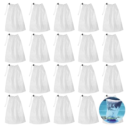 Lot de 20 Sacs de récupération de Rechange pour aspirateur de Piscine, aspirateur de Piscine pour Attraper Les Feuilles, Les Petits débris, Sac en Filet de...