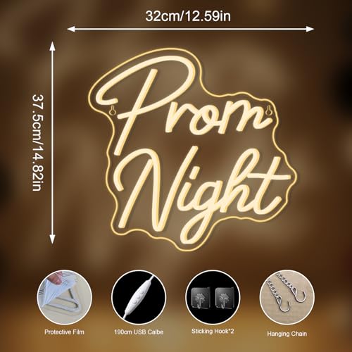 Image of Prom Night LED Neon Sign Letters Light Up for Graduation Party Decoration