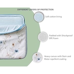 Maison d’Hermine Laptop Sleeve upto 13.5 inch Stain and water repellent Cotton canvas – Ice Florals