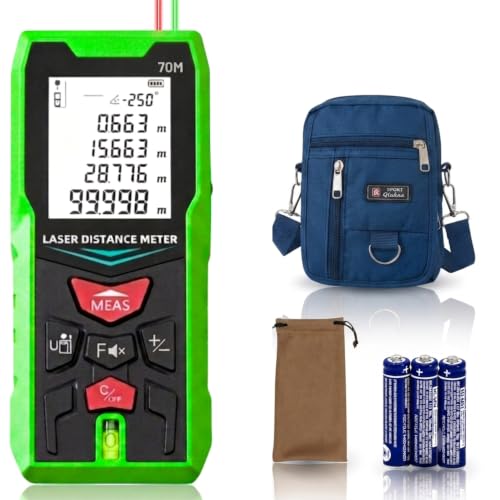 Image of Kwetmo Laser Measuring device-70 Mtr Outdoor, Green-Beam Dual Laser Distance Meter-Digital Distance Measurement Laser Machine, IP54 Waterproof Large LCD Backlit, Pythagorean Mode 70Mtr