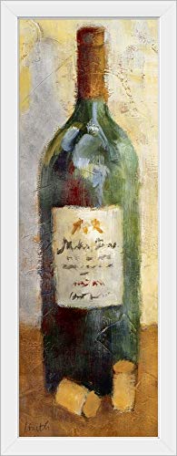 CANVAS ON DEMAND Red Wine and Cork White Framed Art Print 15x39x1