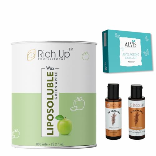 Image of Liposoluble Blueberry Crystal Clear Gel Wax, Normal Skin, 800ml, Painless Hair Removal with Vitamin C | Get 60 ml After Wex Oil & Gel And Facial Kit Free (Green Apple)