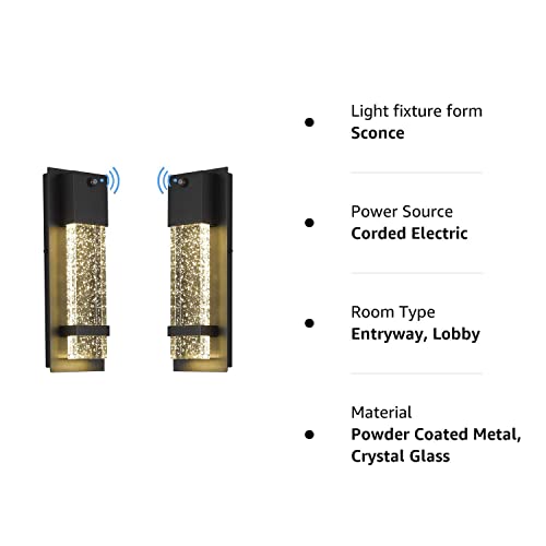 Led Dusk To Dawn Outdoor Wall Light Fixture - Hwh Exterior Wall Sconce Porch Light 2 Pack, Outside Wall Lights In Black Finish With Crystal Bubble Glass, 5Hw9-B-P-2Pk Bk #TOP6