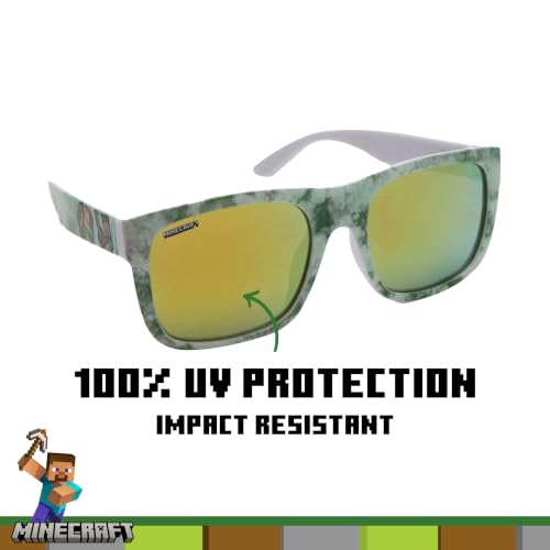 Image of ARKAID Minecraft Boys Sunglasses | Official Minecraft Gear | 100% UV Protection | Official Minecraft Boys Sunglasses and Sports Wraps | Impact Resistant | Gift Idea | Fits Most Kids