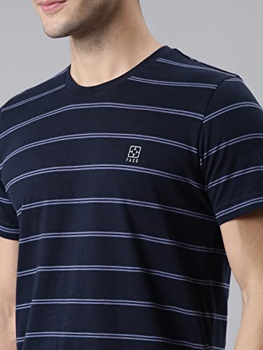 Image of F A S O Men's T-Shirt - Super Soft Combed Cotton Rich Fabric Sporty Striped Design Customized Comfort Fit