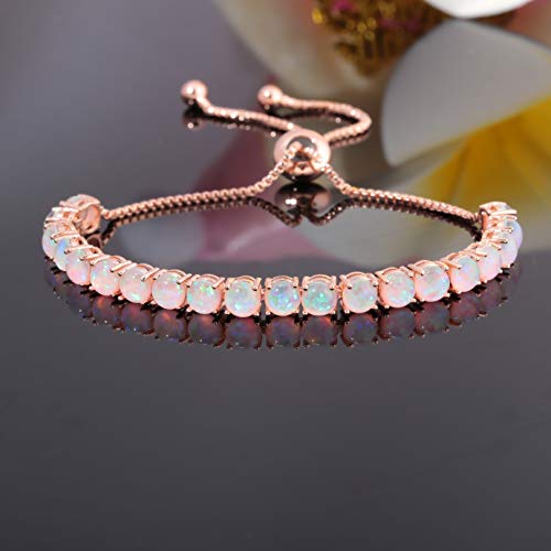 CiNily Adjustable Silver Plated Opal Tennis Bracelet for Women Girls - Fashion Jewelry Gift | Opal Bracelets in Sterling Silver,Rose Gold and Yellow Gold Plating2